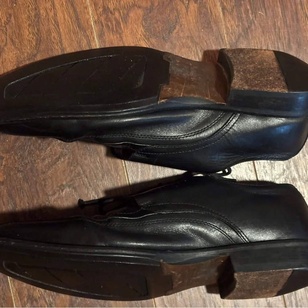 Johnson& Murphy Black Leather Oxford Shoes with Square Toe